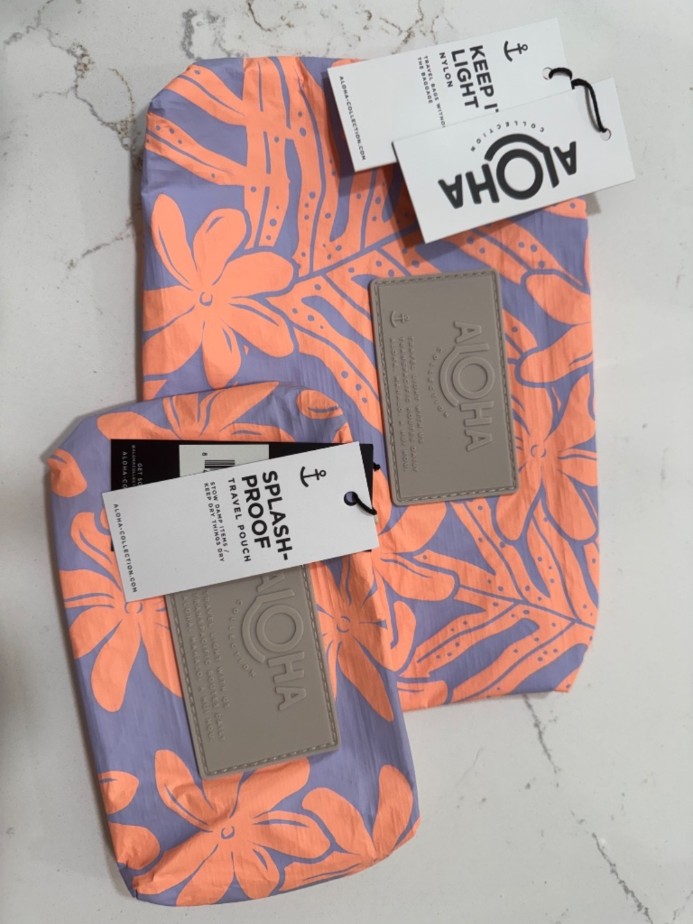 ALOHA Collection Small & Mini Pouch SET Laua'e Periwinkle & Peachy  BNWT